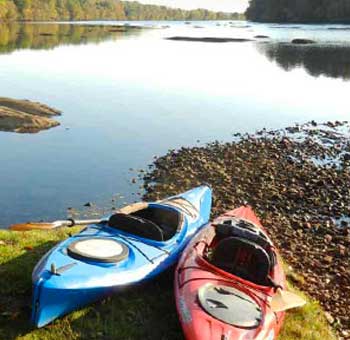 two-docked-kayaks two docks kayaks along the SoVa Wild Blueway
